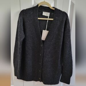 NWT Everlane Alpaca Oversized Cardigan Heathered Black